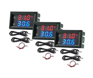 Mesure 4 à 30 V - Alimentation directe - Rouge + bleu - Thermomètre numérique à double affichage avec capteur de température en métal étanche (3)