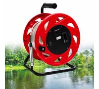 Mesure du Niveau d'Eau 10-300 m, Sondeur Portable pour Puits Profonds avec Sonde Fixe en Acier Inoxydable 316L, Ruban d'Acier, Buzzer, Indicateur Lumineux et Voltmètre(Red,100m)