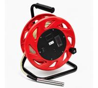 Mesure du Niveau d'Eau 10-300 m, Sondeur Portable pour Puits Profonds avec Sonde Fixe en Acier Inoxydable 316L, Ruban d'Acier, Buzzer, Indicateur Lumineux et Voltmètre(Red,20m)