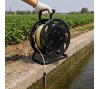 Mesure du niveau d'eau avec sonde en acier inoxydable 316L, indicateur de niveau d'eau portable 10-300 m avec ruban métrique en acier, buzzer, voyant lumineux et voltmètre(Black,300m)