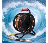 Mesure du niveau d'eau avec sonde en acier inoxydable 316L, indicateur de niveau d'eau portable 10-300 m avec ruban métrique en acier, buzzer, voyant lumineux et voltmètre(Black,100m)