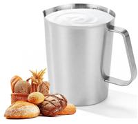 Mesure graduée en acier inoxydable de 1,5 litre, avec graduation fine, sans BPA, de 15,3 cm, verseuse métallique avec anse