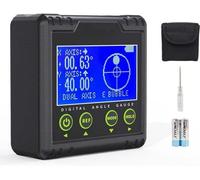 Mesureur d'angle magnétique numérique - Télémètre rechargeable - Écran TFT - Mesureur d'inclinaison précis - Cercle gradué - Résistant aux intempéries - Signal d'alerte sonore - Noir