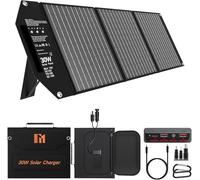 Mesuvida 30W Chargeurs Solaires Portable avec 5 Ports, 18V MC4 Haute Sortie / 18V DC/QC 3.0 USB-A et USB-C (PD 18W) Chargeur Solaire Randonnée pour Téléphones Portables, Powerbank, Camping