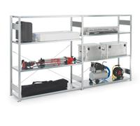 META Rayonnage emboîtable à grande capacité H2000xL1700xT400mm Rayonnage annexe galvanisé argenté 4 tablettes acier - 9000452713