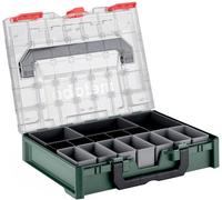 Organiseur Metabo metaBOX 100 S avec 15 bacs de rangement et un couvercle transparent