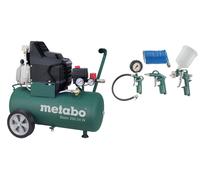 Metabo Basic 250-24 W Compresseur + LPZ 4 Set D'outils À Air Comprimé - 1500W - 24L - 95 L/min