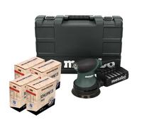 Metabo FSX 200 Intec Ponceuse excentrique 240 W 125 mm + 4x Toolbrothers SPIDER Filet de ponçage Set + Coffret