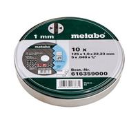 Metabo Jeu de 10 meules de tronçonnage Metabo SP 125 x 1,0 x 22,23 Inox, dans une boîte en fer Quantité:1