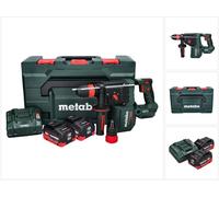 Metabo KH 18 LTX BL 28 Q : perceuse-visseuse à percussion sans fil 18 V, 3 J, SDS plus, moteur Brushless, incluant 2 batteries 10,0 Ah, un chargeur et une boîte de rangement MetaBox