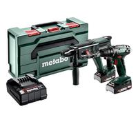 metabo Kit combiné sans fil 2.3.2-18 V - Perceuse-visseuse BS 18, marteau combiné KH 18 LTX 24 - Avec 2 batteries 2,0 Ah, chargeur, metaBOX 165 L et accessoires - Puissant, polyvalent et compact