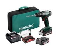 Metabo Kit de perceuse-visseuse sans fil Metabo BS 18 avec coffret d'embouts SP (32 pièces) et mallette souple, 18V 2x2Ah Li-Power + SC 30 Quantité:1
