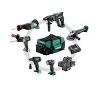 Metabo Kit d'outils sans fil Combo pour l'artisanat du bâtiment Metabo 6.1SB 18 LTX + KH 18 LTX 24 + W 18 L 9-125 Quick + ASE 18 LTX + SSW 18 LTX 300 BL + ULA 14.4-18 LED ; sacoche à outils Quantité:1