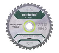 Metabo Lame de scie circulaire HW/CT 216 x 30 x 1,8/1,2, nombre de dents 40, denture en biseau alterné, angle d'attaque 5°, « Precision cut classic » metabo Quantité:1