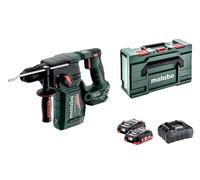 metabo Marteau combiné sans fil KH 18 LTX BL 24-18 V, 2,2 J d’énergie de frappe, 4750 coups/min - SDS-Plus, sans balais - Inclus : 2 batteries LiHD 4,0 Ah, chargeur ASC 55 et metaBOX 165 L