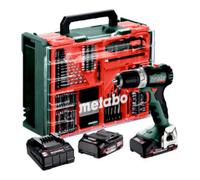 Metabo - Perceuse-visseuse sans fil 18 V avec accessoires, 2 batteries Li-Ion 2,0 Ah, chargeur 613155710