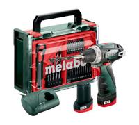 Metabo Perceuse-visseuse sans fil 12 V 600080710 – 2 batteries Li-Ion 2,0 Ah, chargeur, accessoires