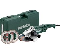 Metabo Meuleuse d'angle 230 We 2200-230 + 2 disques diamantés + mallette