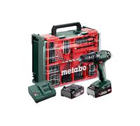 Metabo - Perceuse-visseuse à percussion sans fil 18 V avec accessoires, 2 batteries 2,0 Ah Li-Power, chargeur 602245710