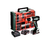 Metabo - Perceuse-visseuse sans fil 18 V avec accessoires, 2 batteries Li-Power 2,0 Ah, chargeur 614051710