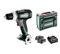 metabo Perceuse-visseuse sans fil BS 18 L - 18 V, couple 60 Nm, mandrin à serrage rapide de 13 mm, engrenage à 2 vitesses, lumière LED, Bitdepot, crochet de ceinture, compact, puissant - Comprend 2