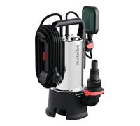 metabo Pompe submersible pour eaux usées SP 220-35 S Inox - 790 W, 22 000 l/h, hauteur de refoulement 8 m, taille de grain jusqu'à 35 mm - Interrupteur à flotteur réglable en hauteur, raccord rapide