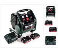 Metabo Power 160-5 18 LTX BL OF compresseur sans fil 18 V 8,0 bars sans brosse + 2x batterie LiHD 4,0 Ah + chargeur + chargeur de batterie.