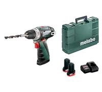Metabo Power Maxx BS 10,8 Basic Perceuse-visseuse sans fil + 2 Batteries 2Ah + Chargeur + Coffret (600080500)