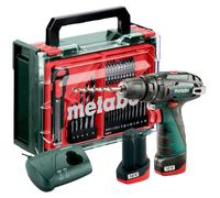 Metabo PowerMaxx SB Basic Set Perceuse-visseuse à percussion sans fil 12 V 34 Nm ( 600385710 ) + 2x batterie 2,0 Ah + chargeur + 41 pces. kit accessoires + coffret
