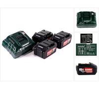 Metabo Set de base 3x Batteries Li-Power 4,0 Ah 18V CAS Li-Ion + Chargeur ASC 55 (3x 625591000) (627044000)