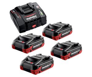Metabo Set de base 4x bloc batterie LiHDX 18 V 4,0 Ah ( 4x 624974000 ) + chargeur ASC 290 ( 627370000 )