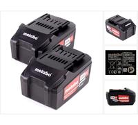 Metabo Set de batterie : 2x Batteries Li-Power 4,0 Ah 18 V CAS Li-Ion - indicateur de capacité de charge (2x 625591000)