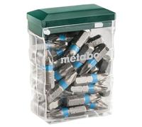 metabo Set d'Embouts PZ 2, 25 Pièces, Vissage Précis, Acier S 2 | Boîte en plastique robuste, embouts de torsion PZ2 avec longueur de 25 mm, idéal pour visseuses et travaux intensifs.