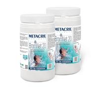 Metacril Brom Net 20, pastilles de Brome de 20 g, à Dissolution Lente, pour piscines et spas - 2 KG (1 + 1 PZ)