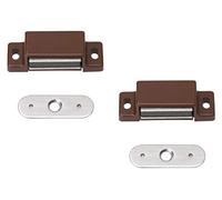 Metafranc 350056 Lot de 2 loqueteaux magnétiques marron - Force de maintien de 3 kg - Contreplaque fixe - Montage facile - Convient pour portes de meubles et rabats - Fermeture de porte - Aimant de maintien - Loqueteau de meubles