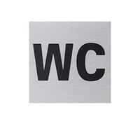 Metafranc 507140 Plaque adhésive WC 80 x 80 mm - En aluminium - Aspect acier inoxydable moderne - Dos autocollant/signalisation/plaque d'information/marquage commercial