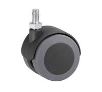 Metafranc 800330 Roulette double Ø 50 mm - Avec vis - Roue TPR - Surface de roulement souple - Roulement coulissant - Charge maximale : 50 kg/Roulette de transport/Roulette de meuble/Roulette