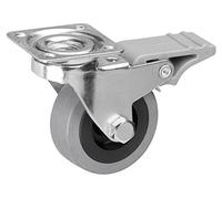 Metafranc 800730 Roulette pivotante Ø 50 mm - Blocage - Plaque 60 x 60 mm - Roue en caoutchouc - Surface de roulement souple - Roulement coulissant - Charge maximale 35 kg/Roulette de transport /