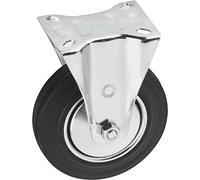 Metafranc 803070 Roulette fixe Ø 200 mm - Plaque 140 x 110 mm - Roue en caoutchouc plein - Surface de roulement souple - Roulement à rouleaux - Charge maximale : 205 kg/Roulette de transport /