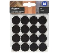 Metafranc Lot de 16 patins en feutre auto-adhésifs pour meubles sensibles, chaises, patins de sol Marron Ø 22 mm