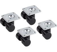 Metafranc Roulette double Ø 20 mm - Plateau 42 x 42 mm - Roues en plastique - Surface de roulement rigide - Roulement coulissant - Charge maximale 25 kg - Lot de 4 roulettes de transport / roulettes de meuble / roulettes de conteneur