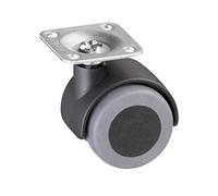 Metafranc Roulette double Ø 40 mm - Plaque de 38 x 38 mm - Roue en TPR - Surface de roulement souple - Roulement coulissant - Charge maximale 30 kg / Roulette de transport / rouleau de meuble / rouleau de conteneur / rouleau de parquet / 802200