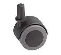 Metafranc Roulette double Ø 50 mm - Avec tige et douille - Roue en TPR - Surface de roulement souple - Capacité de charge 50 kg - Rouleau de transport / rouleau de meuble / rouleau de conteneur / rouleau de parquet / 800320