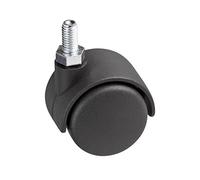 Metafranc Roulette double Ø 50 mm - Avec vis - Roue en plastique - Surface de roulement rigide - Roulement coulissant - Charge maximale 35 kg - Roulettes de transport - Roulettes de rangement - Roulettes de parquet - 800150