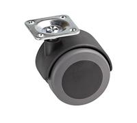 Metafranc Roulette double Ø 50 mm - Plaque 38 x 38 mm - Roue TPR - Surface de roulement souple - Roulement coulissant - Capacité de charge 50 kg/Roulette de transport/Roulette de transport /