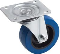 Metafranc Roulette pivotante Ø 100 mm - Plaque 105 x 80 mm - Roue élastique en caoutchouc plein - Surface de roulement souple - Roulement à rouleaux - Charge maximale de 150 kg/Roulette de transport