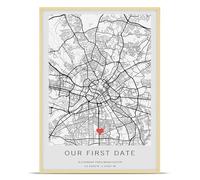 Metahoga Impression Carte Premier Rendez-vous Personnalisée | Cadre Alliage d'Aluminium ou Non Encadré, Cadeau pour Petit Ami/Petite Amie, Cadeau pour Mari/Femme