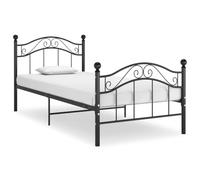 Métal enduit de poudre Confortable nuit Cadre de lit 90x200 cm Noir | Cadre de lit noir métal 90x200 cm sommier inclus robuste design moderne chambre adulte