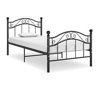 Métal enduit de poudre robuste repos réparateur Noir 100x200 cm | Cadre de lit sans matelas noir metal 100x200 cm sommier a lattes robuste pour chambre adulte confortable