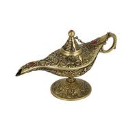 Métal Lampe magique de luxe - Classique Rétro Légende Aladdin Magique Elf Costume Lampe d'Aladdin - Lampe à génie exquise et rétro pour décoration intérieure vintage(Patine verte)
